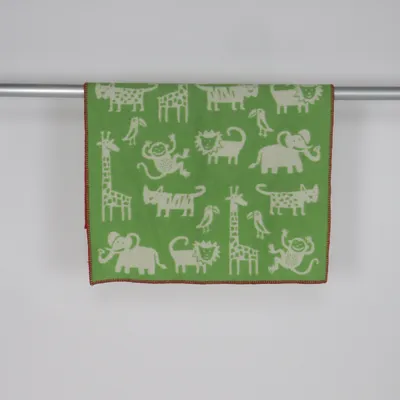 Babyfilt (Grön, Vit, Röd) från Klippan Ull