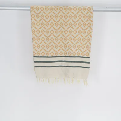 Blanket (Yellow, Beige) from Bloomingville Acrylic, Cotton, Polyester, Viscose