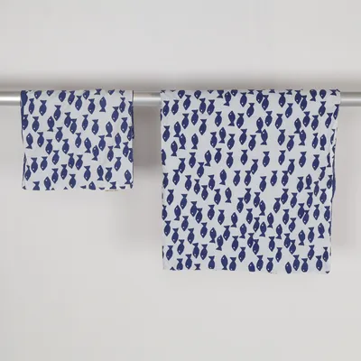 Dekbedset (Blauw, Wit) van Fine Little Day Organisch katoen