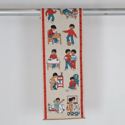 Wandkleed (Beige, Rood, Blauw)