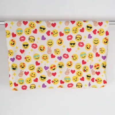 Blanket (White, Multicolored) from Emoji Polyester