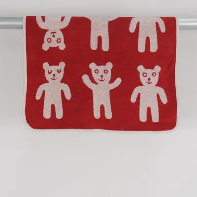 Filt (Röd, Vit) från Klippan Ekologisk bomull