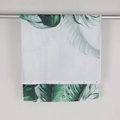 Duschdraperi (Vit, Grön) Polyester