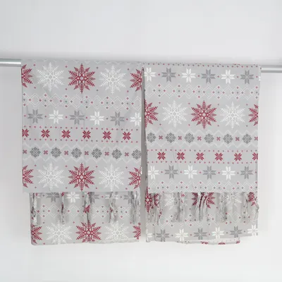 Loop curtain (Gray, White, Red) from Jotex Cotton