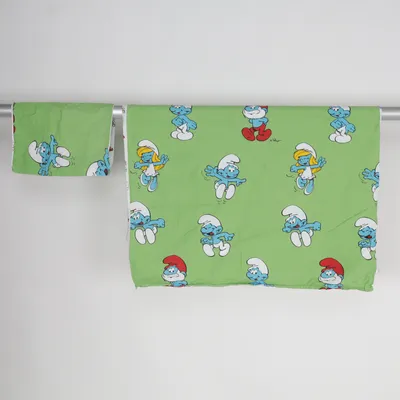 Bäddset (Grön, Vit, Flerfärgad) från Smurf Bomull