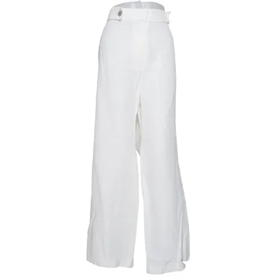Byxor (Vit) från Violeta by Mango Acetat, Bomull, Linne, Viskos