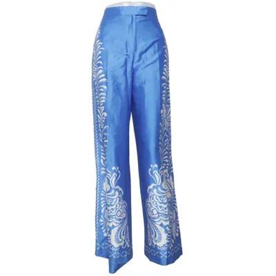 Pantalon patte d'éléphant (Bleu, Blanc) de Zara Polyester