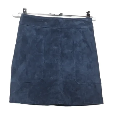 Jupe en cuir (Bleu) de H&M Premium Quality Daim