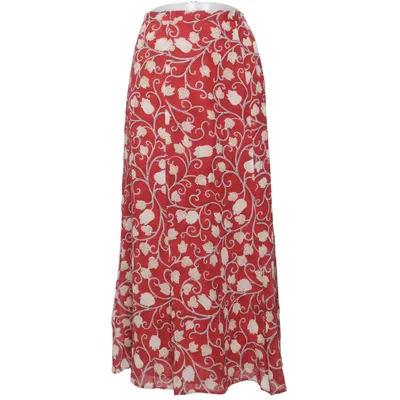 Långkjol (Röd, Beige) från Marks & Spencer Polyester, Viskos