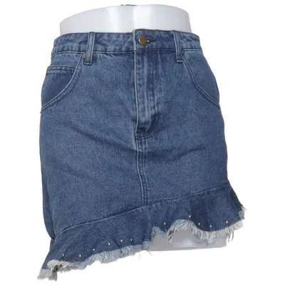 Jeanskjol (Blå) från Boohoo Bomull, Polyester, Viskos