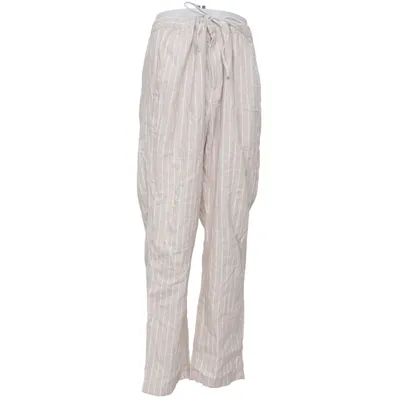 Pantalon (Beige, Blanc) de H&M Coton, Lin, Polyester