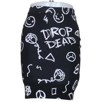 Kjol (Svart, Vit) från Drop Dead Elastan, Viskos