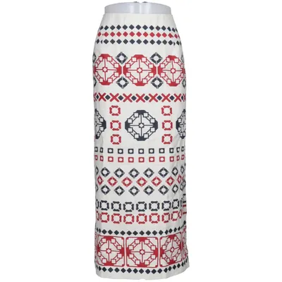 Kjol (Vit, Röd, Blå) från Jaeger Linne, Viskos
