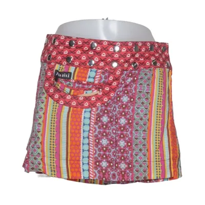 Jupe portefeuille (Rouge, Multicolore) de Moshiki Coton