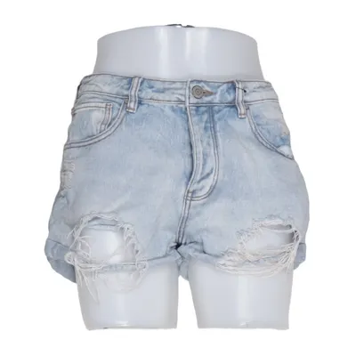 Denim shorts (Blauw) van Review Katoen, Elastaan