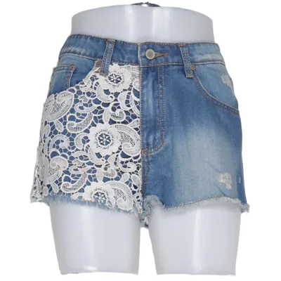 Denim shorts (Blauw, Wit) van Three Little Words Polyamide, Viscose