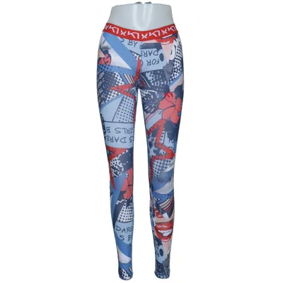 Sportleggings (Blauw, Rood, Meerkleurig) van Kari Traa Elastaan, Polyester