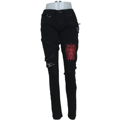 Jean (Noir, Rouge) de Killstar Coton, Élasthane, Polyester