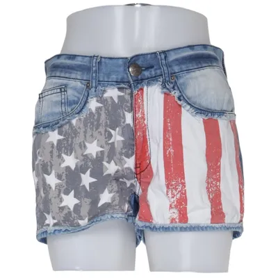 Short en jean (Bleu, Rouge, Blanc) de Fishbone Coton, Élasthane