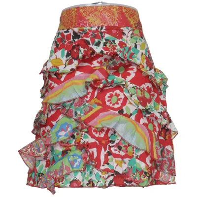 Skirt (Red, Green, Multicolored) from Desigual Cotton
