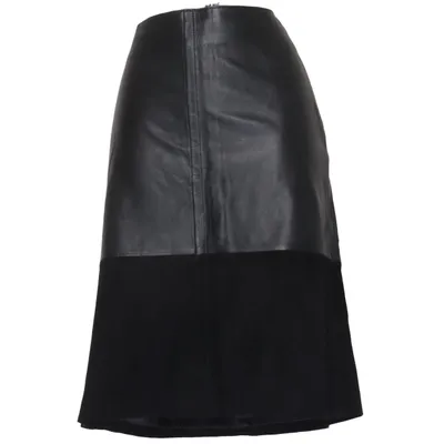 Lederrock (Schwarz, Grau) von Part Two Elasthan, Leder, Polyester
