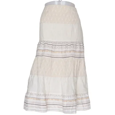 Maxi skirt (Beige, White) from Catherina Hepfer Acetate, Linen, Polyamide, Polyester