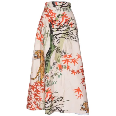 Maxi rok (Beige, Meerkleurig) van Marianna Deri Katoen, Elastaan