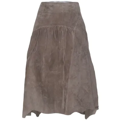 Lædernederdel (Brun, Grøn) fra Greenhouse Læder, Polyester