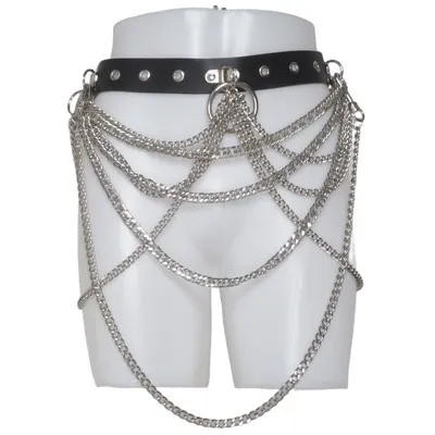 Waist belt (Black, Silver) Leather