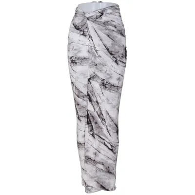 Jupe longue (Gris, Blanc) de Helmut Lang Élasthane, Viscose