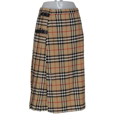 Schottenrock (Beige, Schwarz, Rot) von Burberry Viskose, Wolle