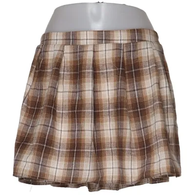 Skirt (Brown, White) from Shein Cotton, Polyester, Viscose