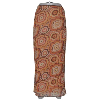 Maxi nederdel (Orange, Brun, Flerfarvet) fra Neon Rose Elastan, Polyester