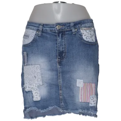 Jeansrock (Blau, Mehrfarbig) von Place du Jour Baumwolle, Elasthan