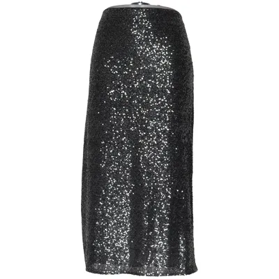 Långkjol (Svart, Silverfärgad) från H&M Polyester, Elastan