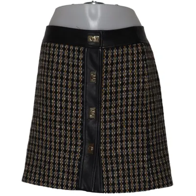 Skirt (Black, White, Yellow) from Milly Acetate, Leather, Wool