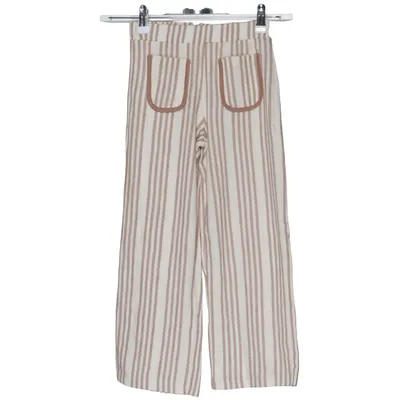 Palazzo pants (Beige, White) from Zara Cotton, Polyester, Viscose