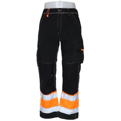 Arbetsbyxor (Svart, Orange, Silverfärgad) från Wexman Workwear Bomull, Polyester