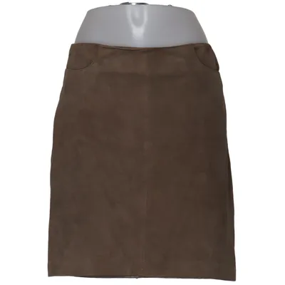 Lædernederdel (Brun) fra Caroll Polyester, Ruskind