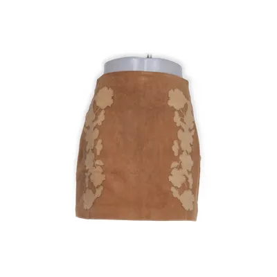 Leren rok (Bruin) van Reclaimed Vintage Polyester, Leer