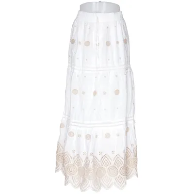 Jupe longue (Blanc, Beige) Coton