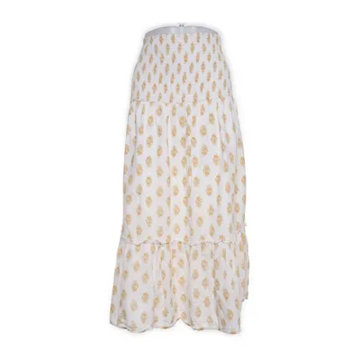 Maxi rok (Wit, Geel) van Design by kappAhl Katoen