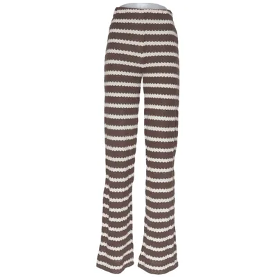 Pants (Brown, White) from Amisu Cotton, Polyester