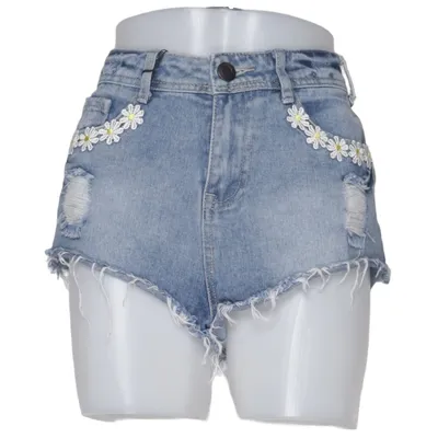 Denim shorts (Blauw, Wit, Geel) van Boohoo Denim Katoen