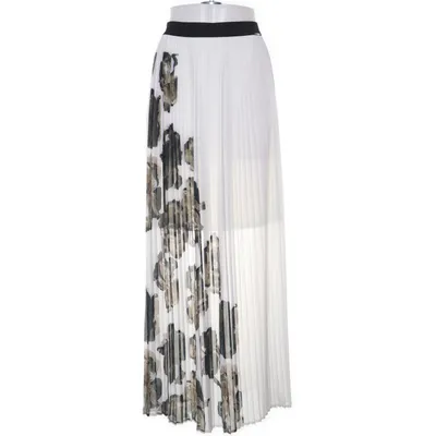 Maxi skirt (White, Multicolored) from Artigli Collection Elastane, Polyester