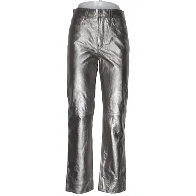 Läderbyxor (Silverfärgad) från Massimo Dutti Elastan, Skinn, Polyester