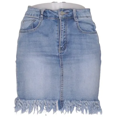 Jeanskjol (Blå) från Vs. Miss Bomull, Elastan, Polyester