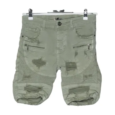 Denim shorts (Groen) van Enos Katoen, Elastaan