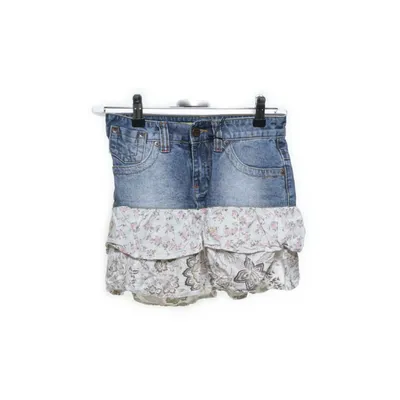 Jeanskjol (Blå, Flerfärgad) från Peach Bomull