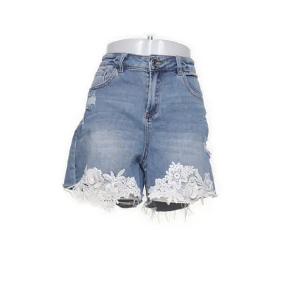 Short en jean (Bleu, Blanc) de Simply Be